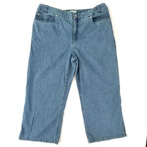 Pendleton Womens Plus Size 18 Cropped Jeans High Rise Straight Leg Slit Stretch